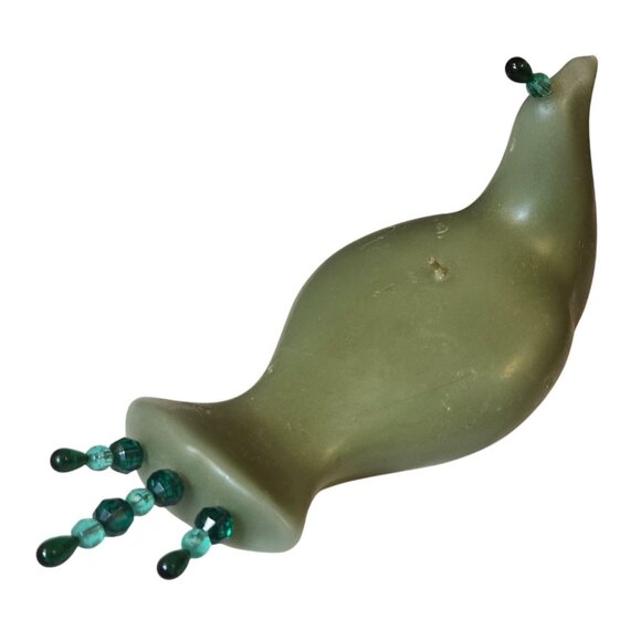 Vintage Dove Bird Candle Green Beaded Tail 1970s Wax Collectible - Picture 5 of 11